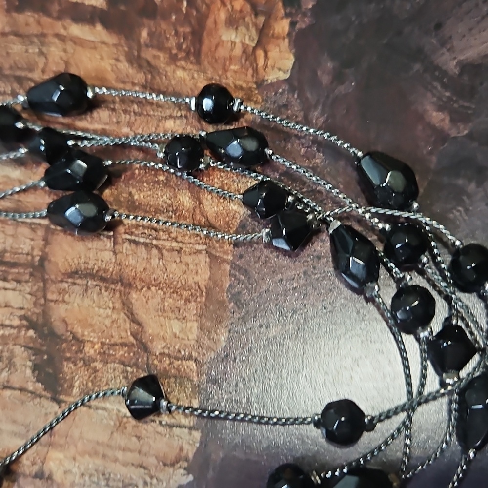 Boutique Black Beaded 5 Strand Necklace - Picture 4 of 7
